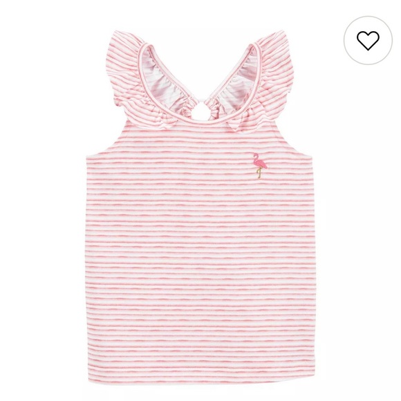 Carter's Pink and White Striped Ruffle Neck Tank Top Toddler Girls 5T - Picture 1 of 6
